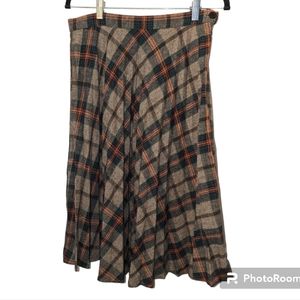 Molly bracken plaid pleated midi skirt small